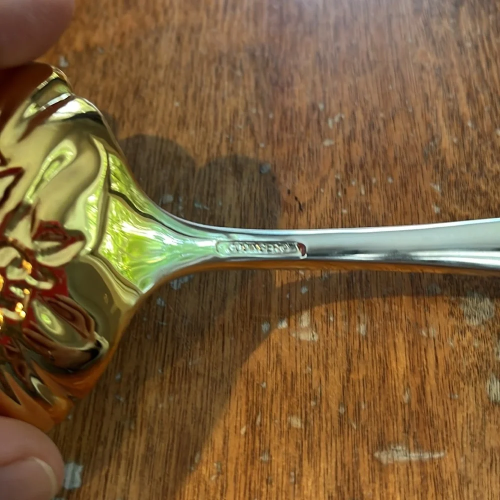 GODINGER SERVING SPOON FRUIT FLORAL GOLD SILVER PLATED